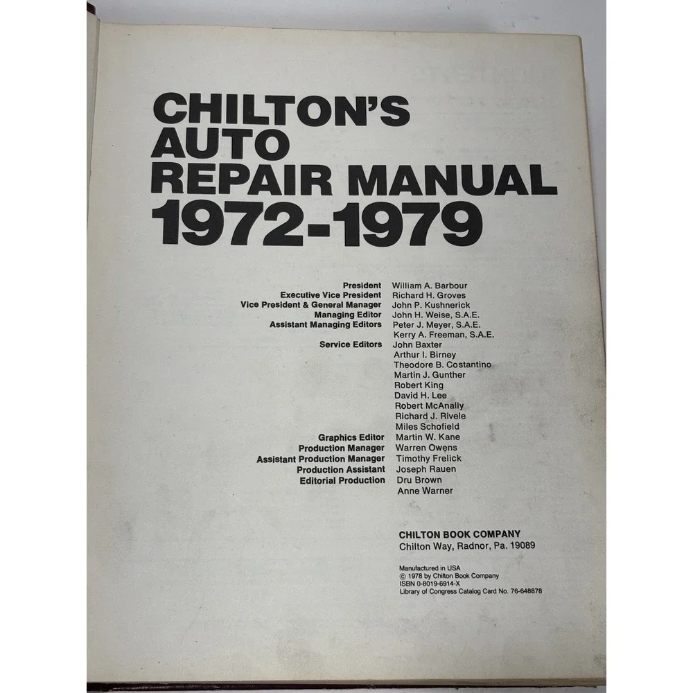 Chilton's Auto Repair Manual 1972-1979